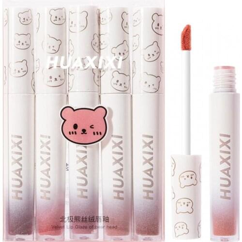 5pcs/set Matte Velvet Lip Gloss Set Nude Liquid Lipsticks Waterproof Long Lasting Non-stick Cup Lipgloss Sexy Lip Tint Makeup