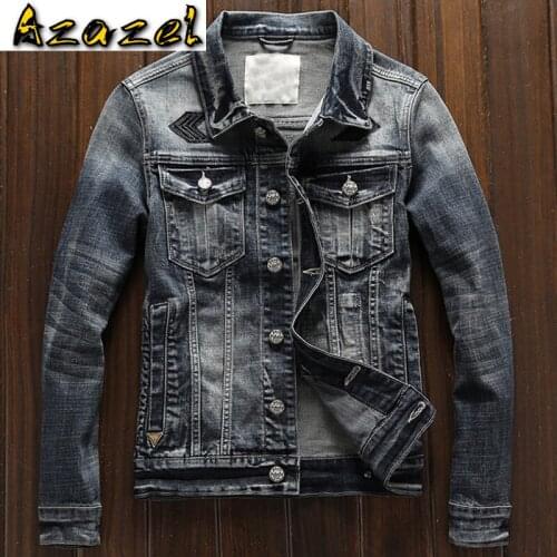Automotive Style Mens Denim Jacket and Coats Spring Autumn Plus XXXL Thin Biker Jeans Jacket Man Korean Fashion Streetwear A763