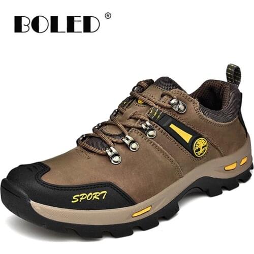 High Quality Natural Leather Boots Men Spring Autumn Casual Ankle Boots Shoes Men Lace-Up Outdoor Hiking Couples Shoes