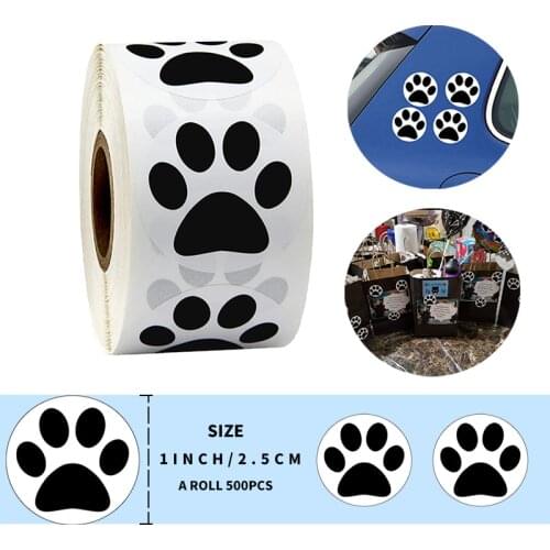 Black Bear Paw Print Dog Puppy Paw Stickers 500 Pcs 1Inch Labels As Reward Sticker Stationery Teacher for Kids Toy Stickers