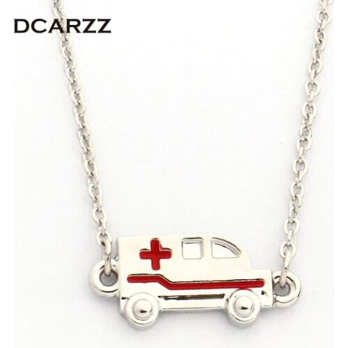 20 pcs Ambulance Necklace Pendant Chain Collar Car Choker Women Delicate Gift for Doctor Nurse Medical Jewelry Wholesale