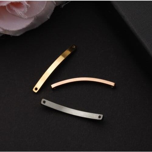 100% Stainless Steel Bend Plates For Engraving Rose Gold/Rose Silver Color Metal 2 Hole Plates Connector For Bracelets 20pcs