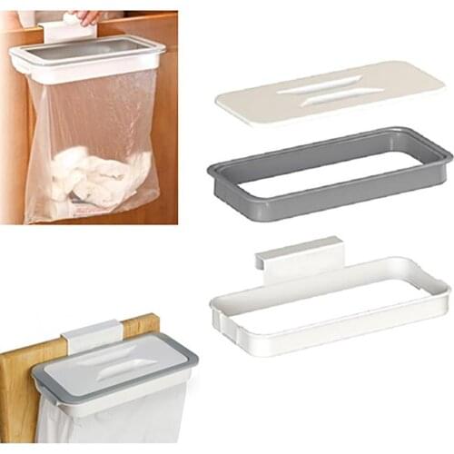 Useful Kitchen Cabinet Door Basket Hanging Trash Can Waste Bin Garbage Rack Tool