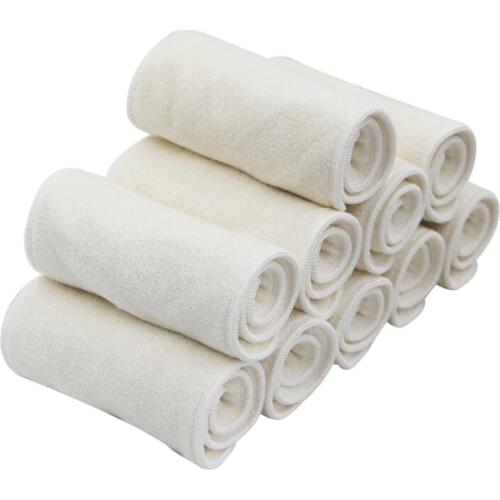 10PCS High Absorbent 100% Organic Hemp Cotton Linen Cloth Diaper Insert Soaker Pads Booster Natural For Baby