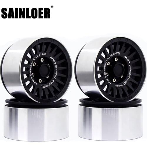 SAINLOER RC 4Pcs 2.2Aluminum Alloy Beadlock 2.2" Wheel Rim Hub for 1/10 RC Crawler G53 SCX10 TRX4 RR10 simulation climbing car