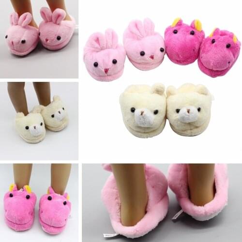 Cute Plush Doll Slipper Rabbit Slippers For 18inch Gril Doll 43cm Baby Doll Rabbit Shoes Suit 1/3 BJD Doll Accessories
