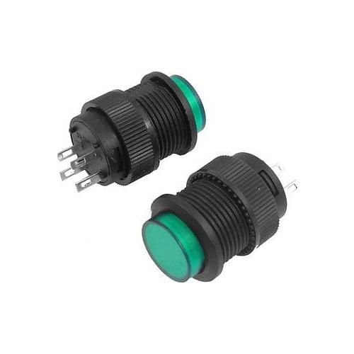 DC 3V Green LED Lamp Panel Mount Momentary SPST Round Push Button Switch