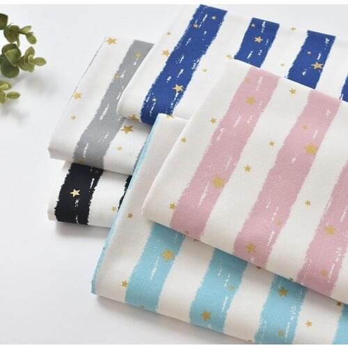 Japan Stripe bronzing Pentagram cotton pattern handwork fabric Childrens clothing shirt cloth for DIY Bag 1 order=50cm*110cm