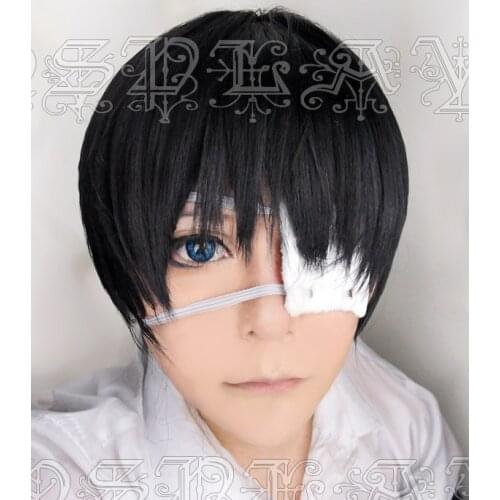 Tokyo Ghoul Anime Kaneki Ken Black Short Heat Resistant Synthetic Hair Halloween Party Cosplay Role Play + Free Wig Cap