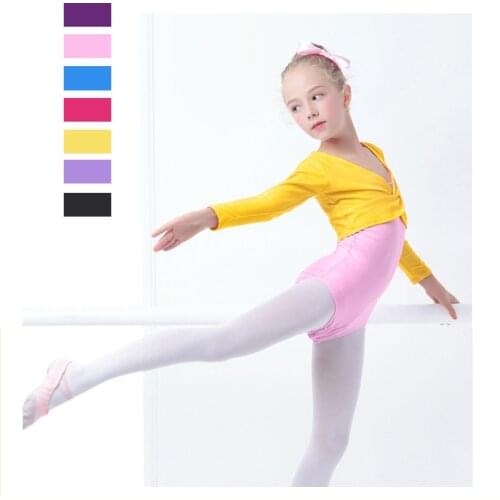 Girls Ballet Crop Tops Dance Leotards Wrap High Waist Ballet Clothes Children Long Sleeve Gymnastics Leotard Overall