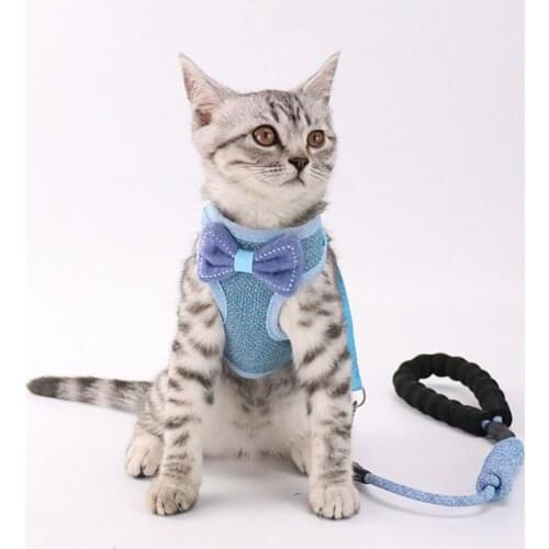 Cute Cat Bow Breathable Vests Anti-Breakaway Cat Harness and Leash Cat Collar Pet Product Cat Accessories Collar