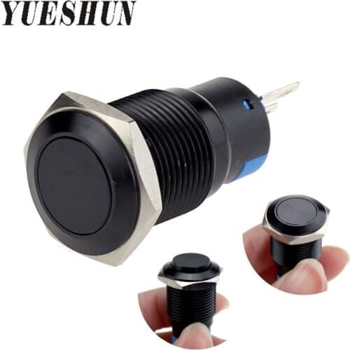 YUESHUN Waterproof 19MM Push Button Switches Momentary On Off Power Switch Black Oxidized Aluminum Normal Open Normal Closed