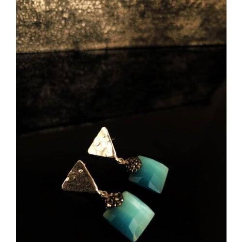 Dr Stone Natural Stone Women 'S Cat 'S Eye Stone Silver Plated Earrings RYL83 439800104