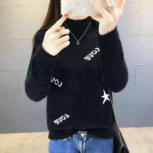 Womens Half High Collar Autumn And Winter New Knitted Bottomed Sweater Fashion Loose And Versatile Korean Long Sleeve Sweater
