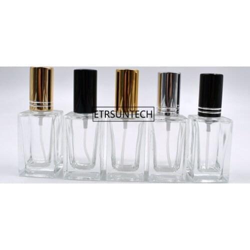 100pcs 15ml Square Glass Perfume Atomizer, Empty Parfum Bottle Silver Gold Black Cap, 15ML Cosmetics Spray Bottles F2244