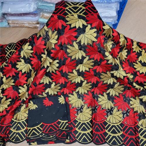 2021 High Quality African Swiss Voile Lace Fabric With Stones Soft Embroidery Dry Voile Lace Materials In Switzerland y21-81