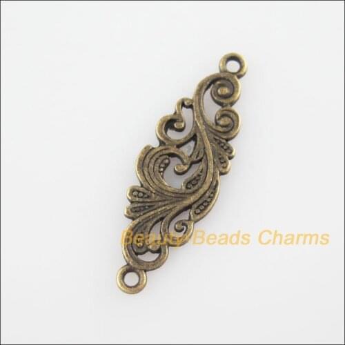 New 30Pcs Antiqued Bronze Color Clouds Flower Charms Pendants Connectors 9.5x29.5mm