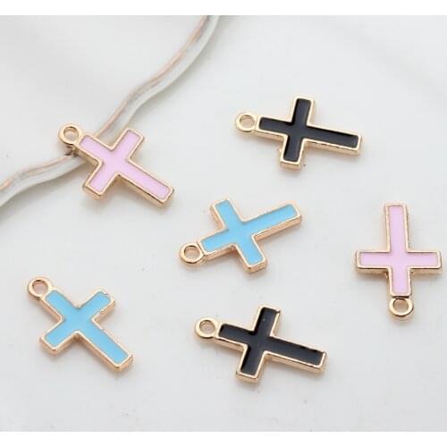 50pcs/lot Zinc Alloy Mini Cross Enamel Charms For DIY Fashion Jewelry Making Finding Accessories