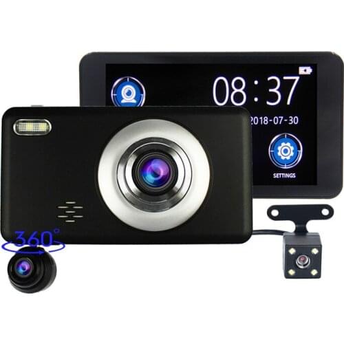 Car Recorder 3 Lens 360 Degree Rotation Front Rear Integrated Double 1080p Three-way Camera Car Driving Recorder dfdf