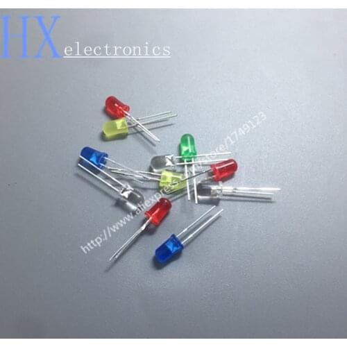 Free shipping total 100pcs 5mm Light White Yellow Red Green Blue LEDs each 20PCS