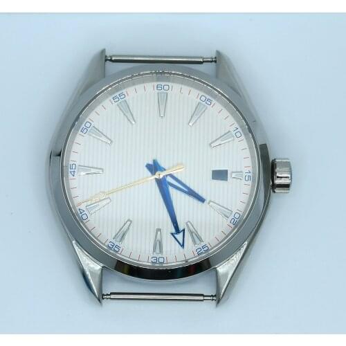 Free Shipping 316 Stainless Steel 40MM Polishing Case White Dial And Hands Mans Watch Part Fit NH35 NH36 Automatic Movement