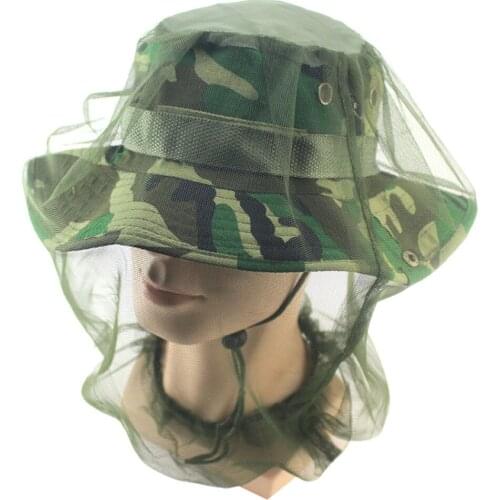 High Quality Military Camouflage Fishing Hat Mosquito Bug Insect Net Bee Mesh Head Face Cover Protector Outdor Camping Activity