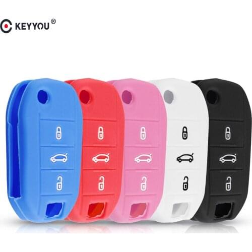 KEYYOU For Citroen CACTUS C5 C3 C6 C8 Picasso Xsara For Peugeot 3008 308 RCZ 508 Silicone Flip Car Key Case Fob Cover 3 Buttons
