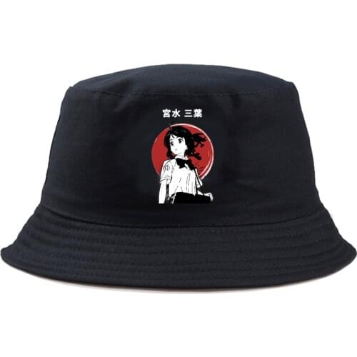 Anime Your Name Print Black Bucket Hats For Women Men Fishing Hat Sun Summer Sunscreen Fisherman Panama Hip Hop Cap
