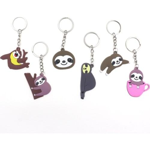 Cute Fashion Keychain Cartoon Anime Sloth Acrylic Key Chains For Women Kids Fashion Animal Series Trinkets For Car Key Ring