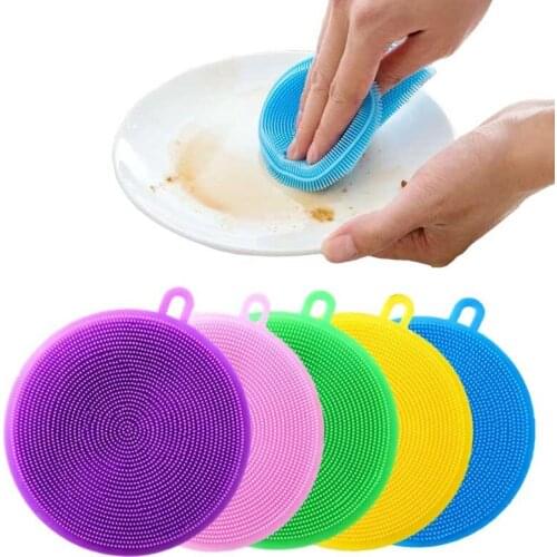 Multi-functional Silicone Cleaning Brush Dishwashing Sponge Fruit Vegetable Cutlery Kitchenware Brushes Kitchen Tools 5PCS