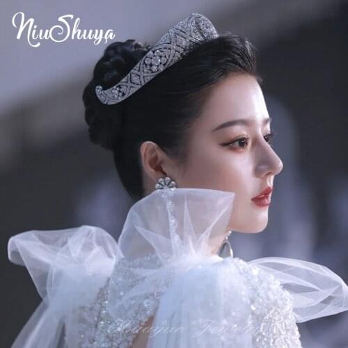 NiuShuya Trendy Crystal Silver Color Tiara Crowns For Bride Women Girl Queen Princess Diadem Wedding Hair Accessories
