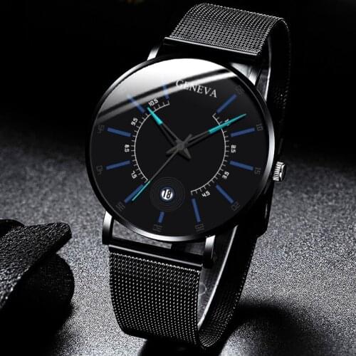 Genava Mens Watches Male Minimalist Quartz Watch Casual Slim Mesh Steel Waterproof Sport Watch Gift Relogio Masculino Kol Saati