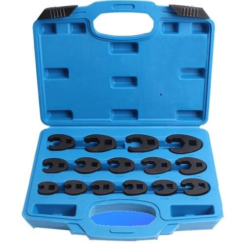 15PCS Single Opening Wrench Set Offset Flare Nut Wrench Spanner 10-24mm