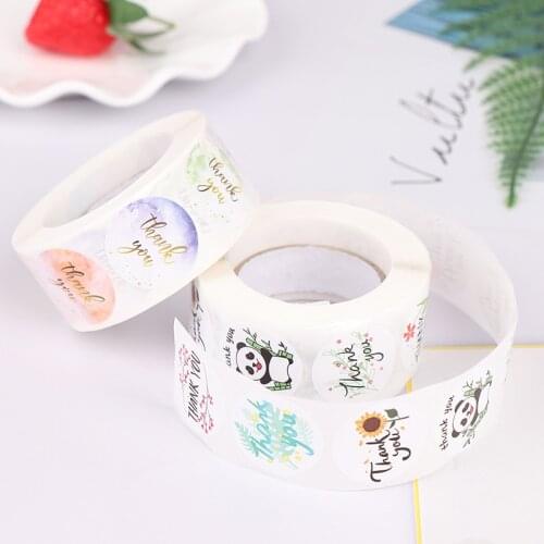 500pcs Thank You Stickers Handmade Love Labels Round Floral Business Gift Stickers