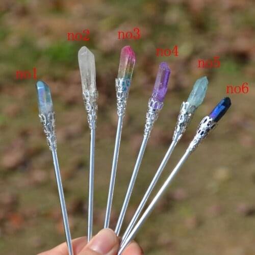 Natural Quartz Hair Sticks Magical Witches Hairpin Bride Hair Accessories Wicca Jewelry
