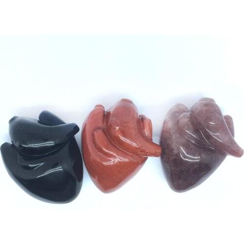 Natural Carved Quartz Crystal Heart Polished Red Jasper Obsidian Heart Healing Crystal Stone Crafts For Gifts Home Decoration