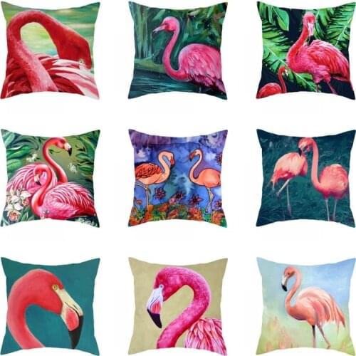 Flamingo Pattern Cushion Cover Home Decor Sofa Office Pillow Case 45x45cm KK12