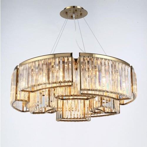 New crystal chandelier American custom light round light luxury hotel designer gold LED lights
