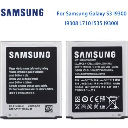 Orginal SAMSUNG S3 Phone Battery EB-L1G6LLU 2100mAh for Samsung Galaxy S3 I9300 I9305 I9308 L710 I535 I9300i 4Pins With NFC