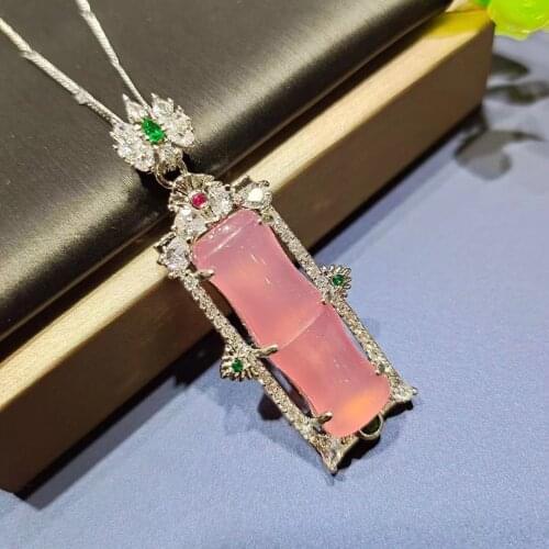 Natural ice chalcedony pendant necklace