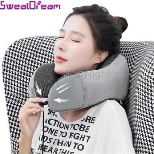 Airplane Pillow U Shaped Memory Foam Neck Pillows Soft Slow Rebound Space Travel Pillow Solid Neck Cervical Healthcare Bedding