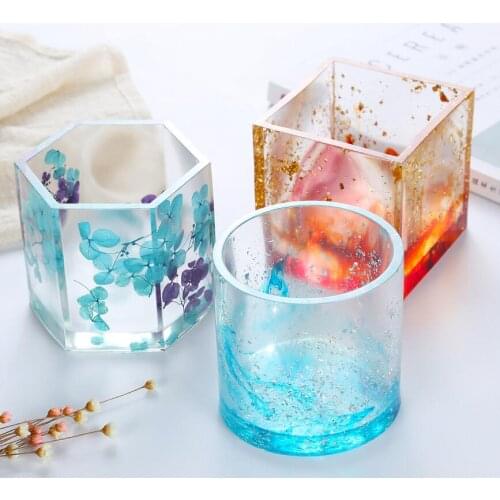 Transparent Silicone Mould Resin Decorative Craft DIY large Storage Pen holder flower pot Mold epoxy resin molds for jewelry