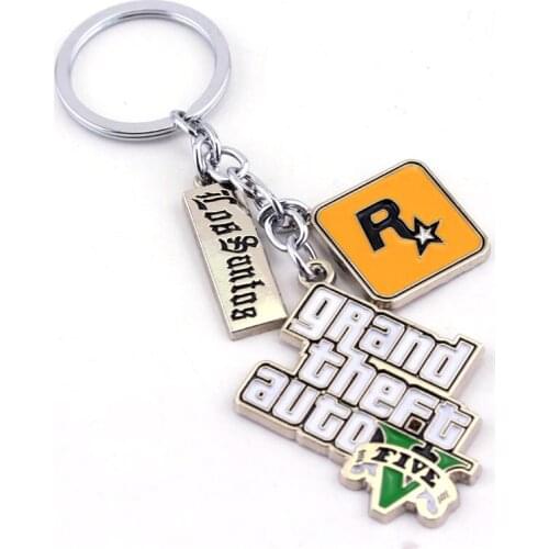 PS4 GTA 5 Game keychain Hot Sale ! Grand Theft Auto 5 Key Chain For Fans Xbox PC Rockstar Key Ring Holder 4.5cm Jewelry Llaveros