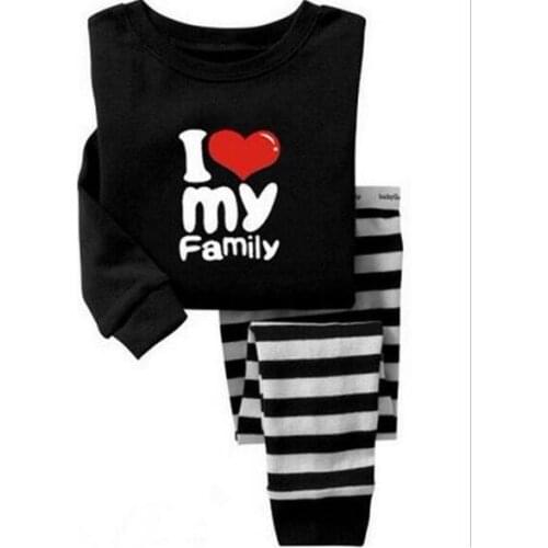 Pullover New Baby Long Sleeve Cotton I Love Mom and Dad Cotton Pijamas Girls Pajamas Sets Kids Pyjamas Pajama for Girls 2-8Years