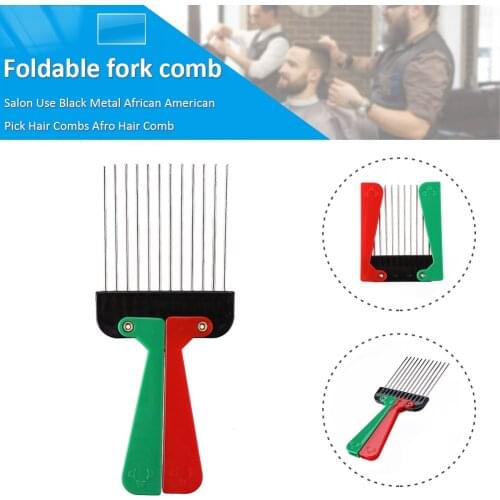 Foldable Salon Use Metal African American Pick Hair Combs Afro Hair Comb For Hairdressing Styling Tool