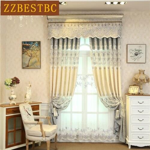 European-style luxury embroidered curtains 2 colors can choose for living room High-quality custom villa curtain for bedroom