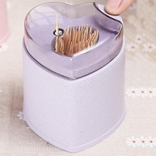 Hand Press Toothpick Box Dinning Room Wheat Straw Portable Toothpick Automatic Can for Home Resteaurent Accessories