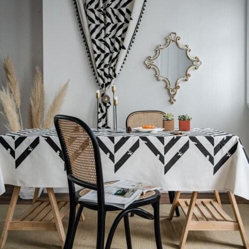 Cotton Linen Geometric Table Cloth Dustproof Simple Modern Rectangle Desktop Cover Home Decoration for Home Living Room Party