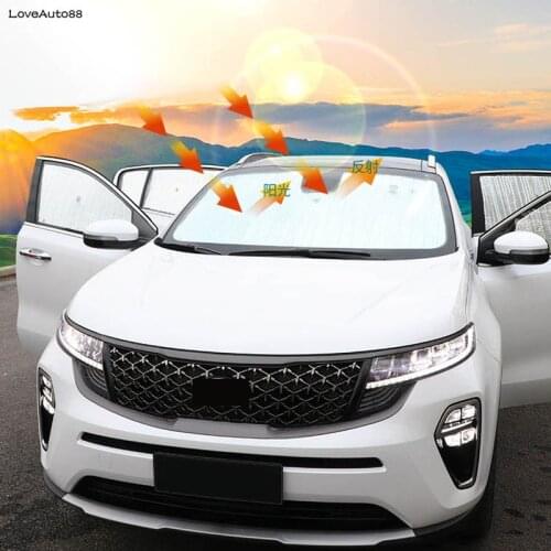 Car Aluminum Foil Windshield Sunshade Back Front Rear Window Visor Protector For Kia Sportage QL 2016 2017 2018 2019 2020 2021