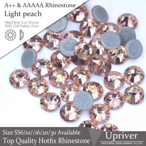 Upriver A++ 1440pcs/288pcs High Fancy Bright Glass SS6-SS30 Lt.Peach Hotfix Rhinestones For Wedding Dress